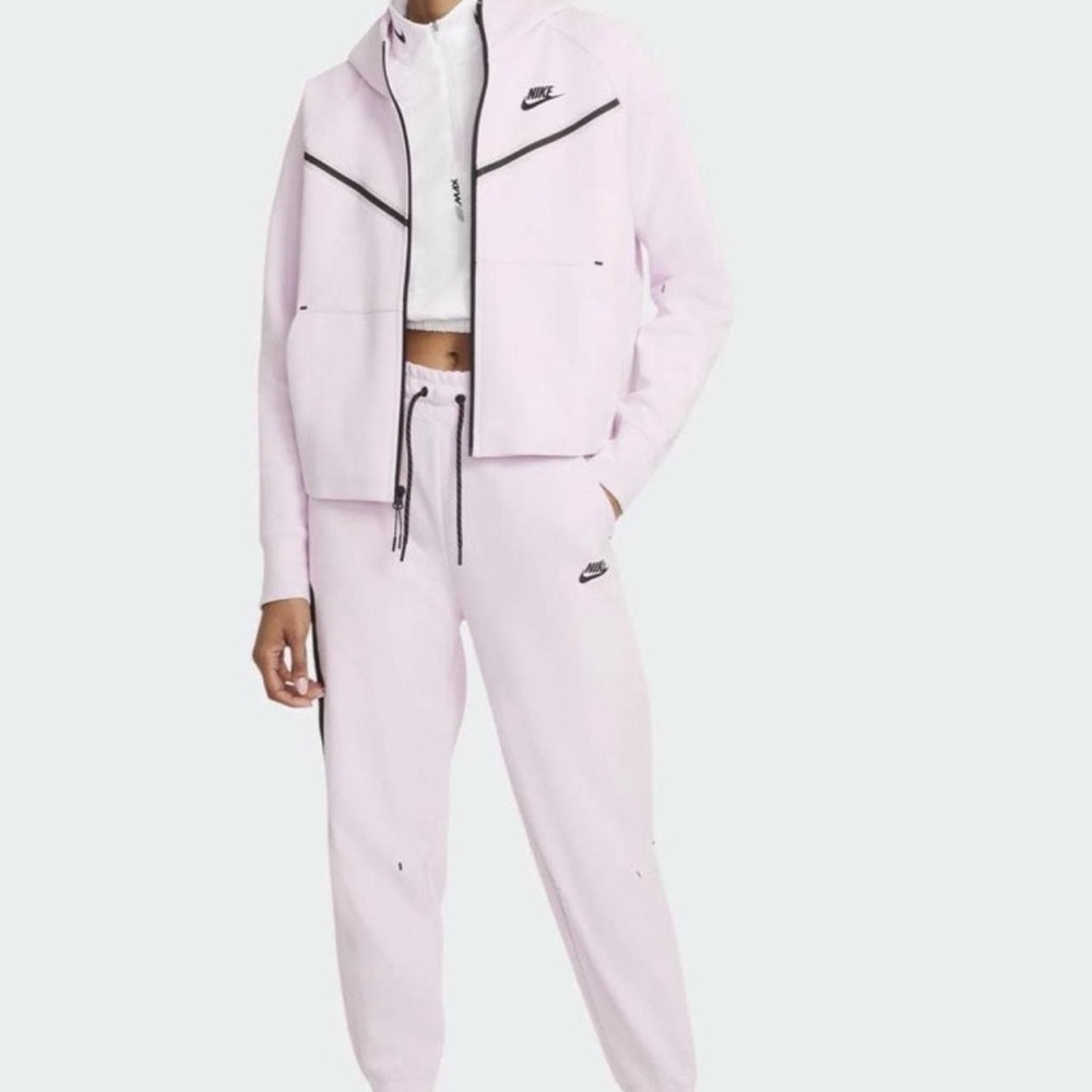 Nike Women's Light Pink Track Jogger Set with Black Trim